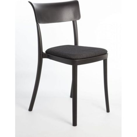 Sedia Velluto in Polipropilene imbottita per sala da pranzo bar e hotel - Saretina COMBINAZIONE SEDIA Cuscino Velluto Nero (1/5)