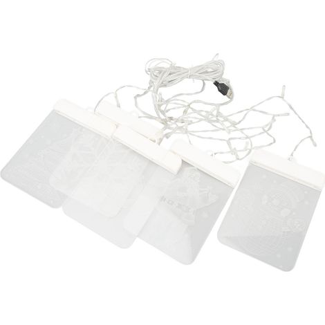 Guirlande lumineuse décorative de Noël à LED avec différents motifs gravés au laser, lumière chaude, chargement USB, guirlande 3D à suspendre pour l'intérieur et l'extérieur. (1/5)