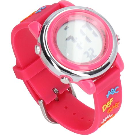 Montre enfant étanche à rétroéclairage LED avec alarme et chronomètre, motif dessin animé, pour les enfants de 3 à 10 ans, couleur rose rouge. (1/5)