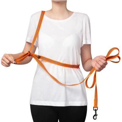 Guinzaglio Antiscivolo Regolabile con Riflettore ARANCIONE - 7m, 82MM - Cane 25-50kg (1/4)
