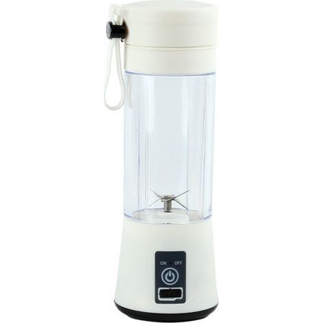 Mixeur Portable Sans Fil 380ml – 6 Lames Inox, Rechargeable Micro-USB – Blender Individuel pour Fruits et Shakes – Verrouillage de Sécurité – Blanc (1/5)