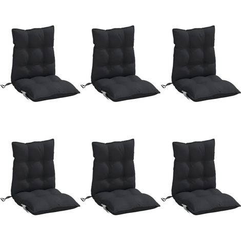 vidaXL Cuscini per Sedia Schienale Basso 6 pz Neri in Tessuto