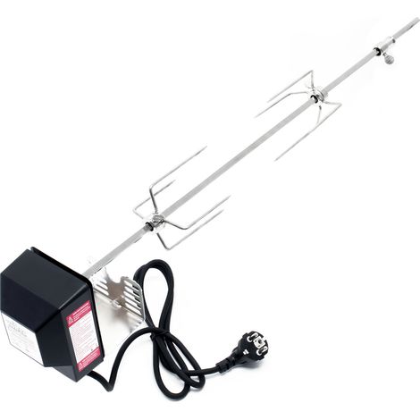 Wiltec Girarrosto da barbecue 70 cm 230 V, Spiedo in acciaio inox con 2 forchettoni carne (1/4)
