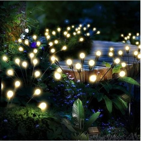 2-teiliges Solar-Gartenleuchten-Set für den Außenbereich, 10 LED-Solar-Glühwürmchenleuchten, IP65 wasserdichte LED-Solarleuchten für den Außenbereich (1/5)