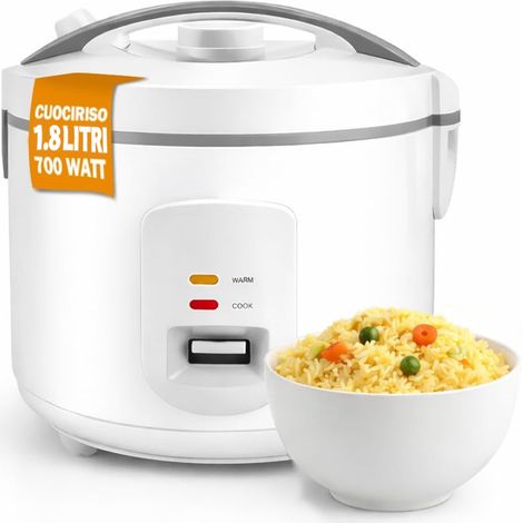 Cuociriso Elettrico Compatto 1.8 Litri con Cottura Automatica Sana e Veloce 700W (1/5)