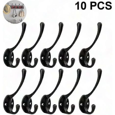 Set mit 10 Retro-Wandhaken aus Schmiedeeisen, stabile Doppelhaken für Mäntel, Vintage-Industrie-Garderobe, solide Wandmontage, Modell gx20241211564 (1/5)