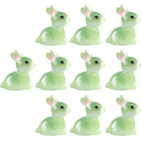 Figurines miniatures en résine, lapins de Pâques lumineux, décoration pour balcon ou terrasse-Green