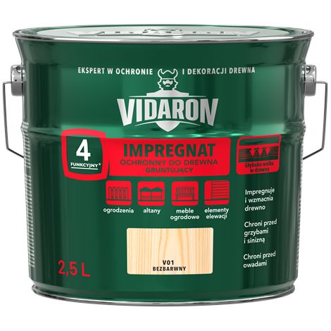 Apprêt Vidaron pour imprégnation du bois, incolore, V01 2,5 L