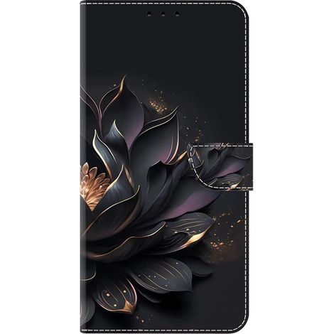 Coque pour A15 6.4 Pouces, 3D Patterned Shockproof Cover, Magnetic Closure Flap with [Card Slots] Wallet Design for A15 Leather Case - Lotus Violet (1/5)