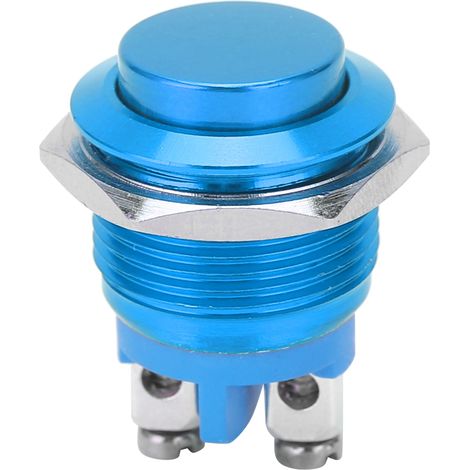 Wasserdichter Druckknopfschalter aus Edelstahl, selbstrückstellend, normalerweise offen, 16 mm, 220 V (Blau)