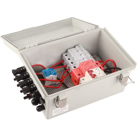 Boîtier de raccordement photovoltaïque étanche 500 V CC, 4 entrées, fusible 15 A, disjoncteur 63 A (1/5)
