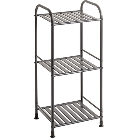 Etagère de 3 niveaux meuble de rangement en métal Gris anthracite - Longueur 33 x Hauteur 78 x Profondeur 28 cm (1/5)