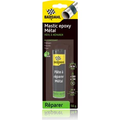 Bardahl – Mastic epoxy métal 56g – Colmatage fissures et trous – Résistant comme métal – Pour chantiers humides et espaces confinés