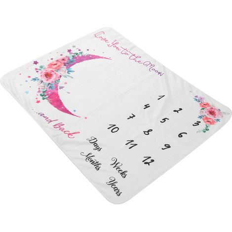 Couverture mensuelle à motif floral pour bébé, en flanelle, avec fond photo pour nourrisson, motif fleurs et lune (1/5)