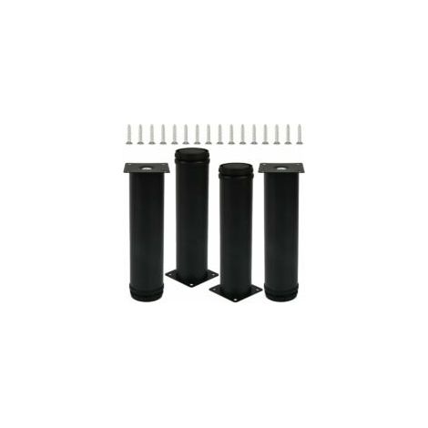 patas ajustables para muebles, color negro, 200 mm de altura, de acero inoxidable. Patas de mesa reforzadas con 16 tornillos de acero inoxidable - Crezuo