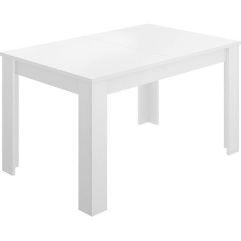 Tavolo allungabile Caladora, Consolle con allunghe, Tavolo da pranzo multiuso, Ripiano estensibile da cucina, 190x90 h77 cm, Bianco lucido (1/5)