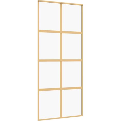 Maison Exclusive - Porta Scorrevole Dorata 90x205 Vetro Trasparente ESG Alluminio