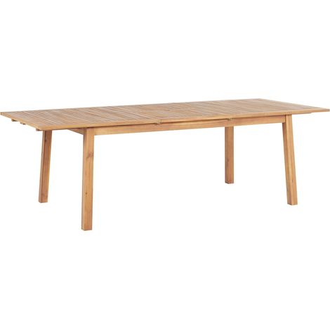 Tavolo Giardino Legno Acacia Chiaro Pieghevole 8 Posti 180 - 240 x 100 cm Cesana