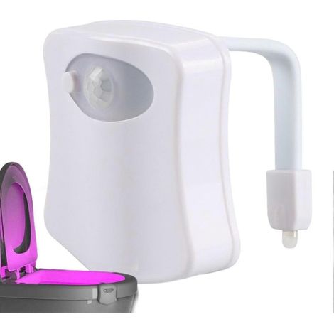 Veilleuse de toilettes à détecteur de mouvement, 8/16 couleurs, éclairage d'ambiance automatique pour cuvette et abattant de toilettes (1/5)
