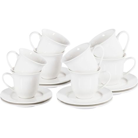 Tassen 8er Set mit Untertellern ELDERBERRY Porzellan Weiß
