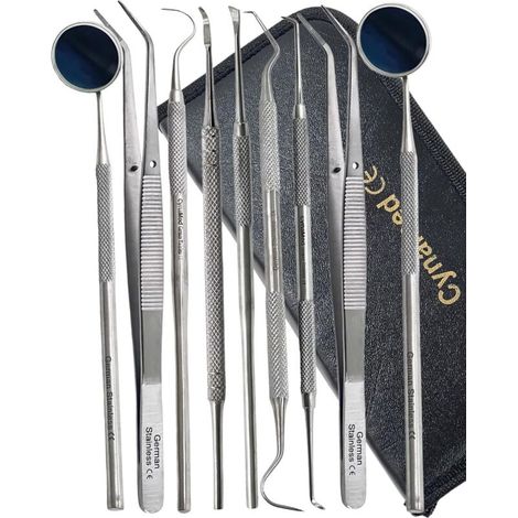 Outils dentaires - Ensemble de 8 instruments de nettoyage dentaire en acier inoxydable