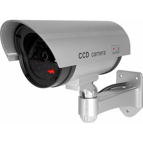 argent Fausse sécurité fictive Caméra CCTV imperméable à l'eau IR LED Surveillance intérieure extérieure (1/5)