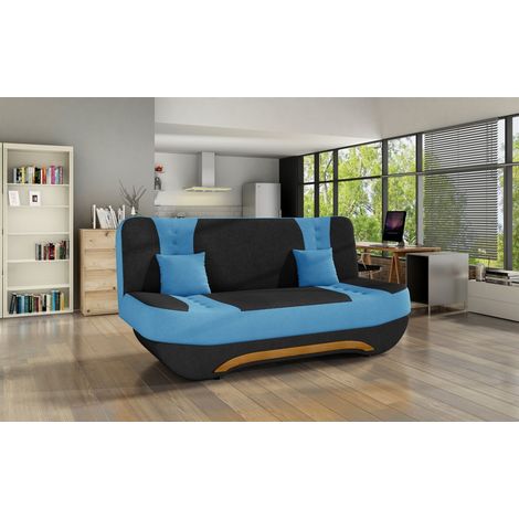 Klick-klack-Sofa Schlafsofa KANDY in Stoff Alova Schwarz-Blau