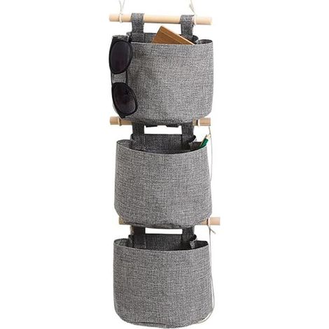 Rangement Suspendu Sac avec Poches 3 Couche Coton Toile De Lin Sac De Rangement Suspendu Sur Le Mur Porte Organisateur pour Chambre Salle De Bains