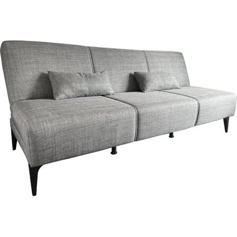 Dmora - Divano letto 3 posti Aza, Sofà in tessuto, Divano con apertura click-clack, Con cuscini, 190x70h80 cm, Grigio