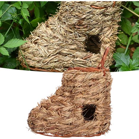 Nids de hamster en paille faits main, bottes en paille pour animaux de compagnie pour l'entretien des dents (1/5)