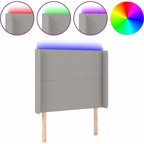 Maison Exclusive - LED Kopfteil Hellgrau 103x16x118/128 cm Stoff (1/5)