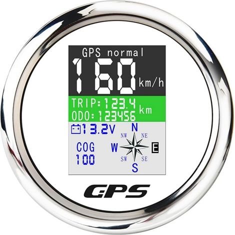 Compteur de Vitesse GPS Numérique pour Bateau, Voiture, avec Antenne GPS pour Yacht à , Écran TFT, Compteur Kilométrique Étanche, Blanc et Argent (1/5)