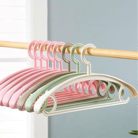 Cintres en plastique blanc antidérapants, compatibles avec le séchage du linge à domicile, lot de 5 à larges bretelles (1/4)