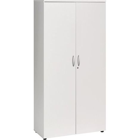 Armoire haute bois blanc portes battantes H 200 x L 100 cm Essens - Maxiburo