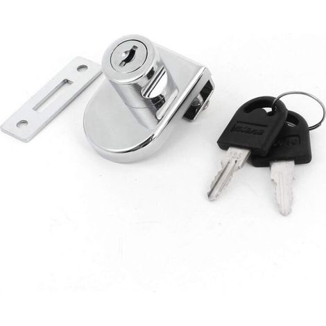 Serrure De Porte En Verre,2 Pack Serrure En Acier Chromé,Écran En Verre De Verrouillage, Verrou De Remplacement Pour La Porte De Vitrine Et De Cabinet De Verre Avec 2 Cles (1/5)