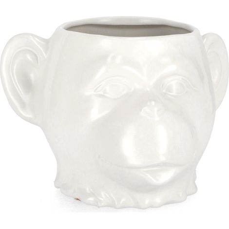 Vaso jaiden scimmia di colore bianco e marrone, dolomiti per uso interno ed esterno 25 x 23,3 x h 16,5cm -marrone (1/2)