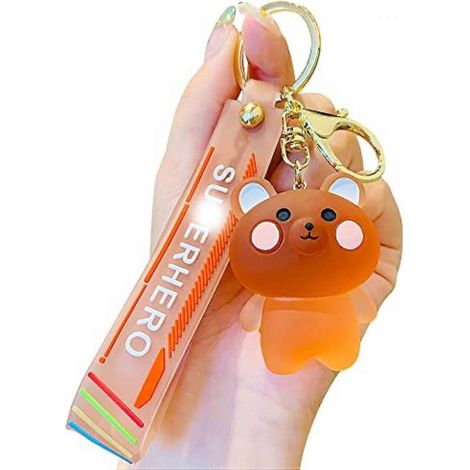 Cadeau idéal pour la Saint-Valentin : Porte-clés pendentif animaux en cristal, en gelée, avec joues rouges, pour sac à main, cabas ou sac à dos. (1/4)