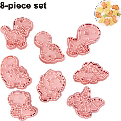 8 pièces Moule à biscuit, Dinosaure, Plastique alimentaire, Découpeur 3D, Pâtisserie DIY, Enfant (1/5)