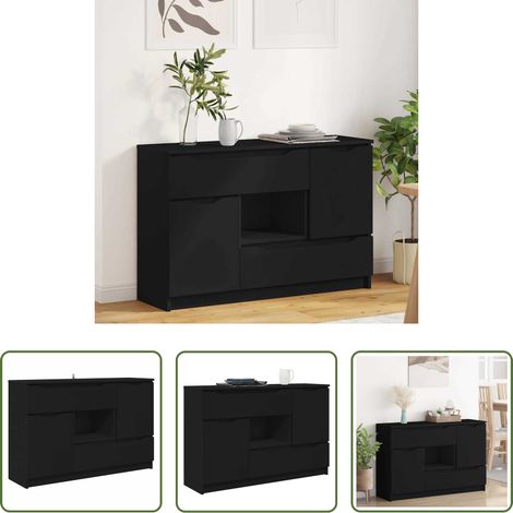 vidaXL Wohnzimmer Sideboard - Sideboard mit Schubladen Schwarz 100 x 30 x 65,6 Holzwerkstoff (1/5)