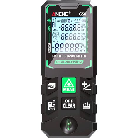 Télémètre intelligent haute précision ANENG G50, indicateur de distance vert, 30 mémoires, étalonnage autonome, outil multifonction