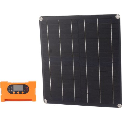 Kit Panneau Solaire 25W Monocristallin avec Contrôleur 10A, Charge Directe Sans Batterie, Silicium Haute Efficacité pour Camping (1/5)