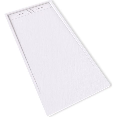 HIEMAL Receveur de douche 80 x 170 cm résine Blanc aspect ardoise + bonde incluse - Salle de bain