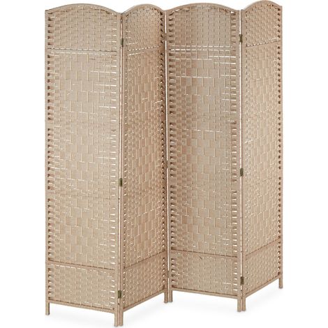 Biombo plegable de 4 paneles decorativo salón dormitorio 150 x 180 cm separador de ambientes de bambú natural 130012235 (1/5)