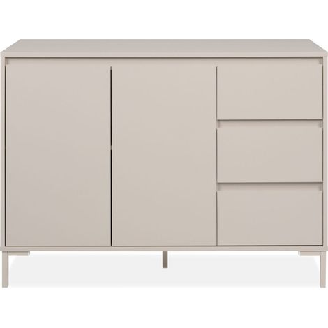 Buffet 2 portes 3 tiroirs beige 120 cm - Ronda