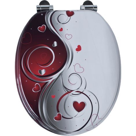 Homseat MDF Toilet Seat with Soft Close function, Heart Pattern Finish (1/4)