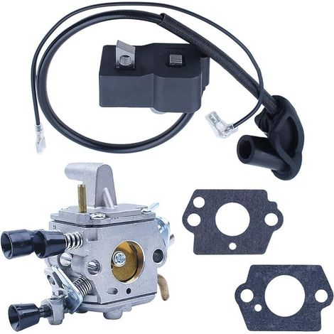 Vergaser und Zündspule für Stihl FS120, FS200, FS250, FS300, FS350 Freischneider, 5-in-1-Set bestehend aus Vergaser, Zündspulenmodul, Kabel und Vergaserdichtungen (1/5)