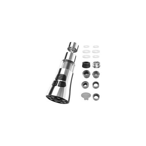 Golgner Robinet de cuisine rotatif à 360°, aérateur de robinet 3 modes, pomme de douche, extension de robinet pivotant, avec 5 adaptateurs, pour robinet de cuisine/salle de bain, M22 G1/2 M24 M20 F20