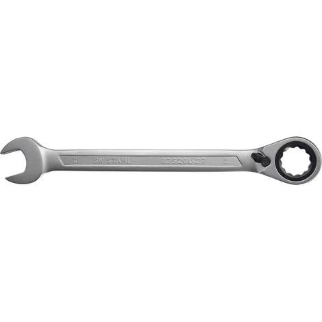 SW-Stahl 03520L-27 Clé mixte à cliquet 27 mm avec levier de commutation pour rotation à droite et à gauche I 72 dents I clé à fourche avec cliquet annulaire I clé à fourche à cliquet annulaire SW 27 (1/2)