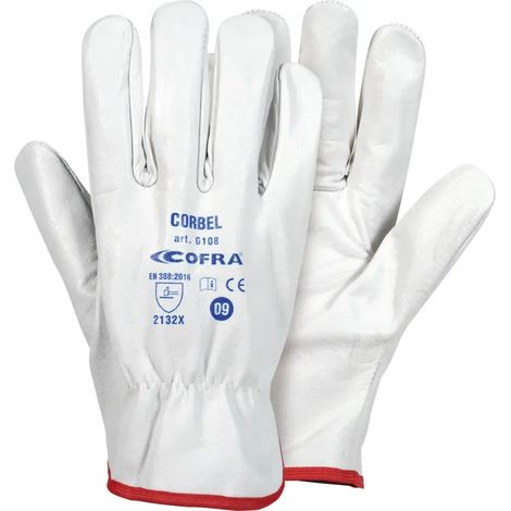 Guanti in Pelle Fiore Bufalo Cofra Corbel Bianco 10