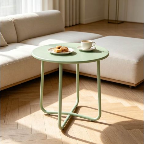 Table d’appoint d’extérieur en métal vert Ø 48 x 51 cm (1/5)